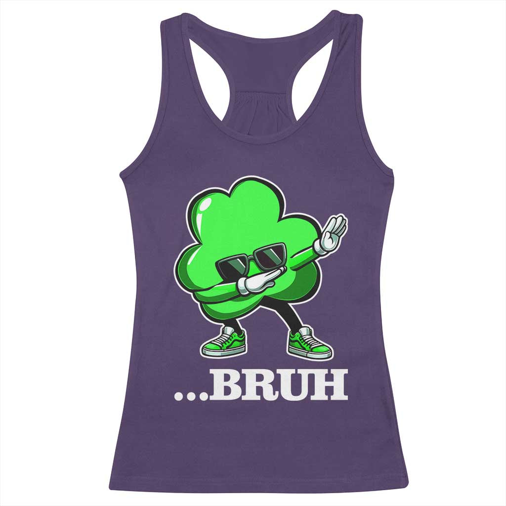 Funny Dabbing Shamrock Racerback Tank Top Bruh St. Patrick's Day TS02 Purple Print Your Wear