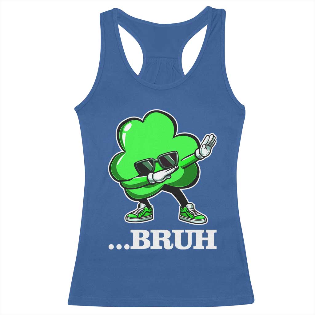 Funny Dabbing Shamrock Racerback Tank Top Bruh St. Patrick's Day TS02 Royal Blue Print Your Wear