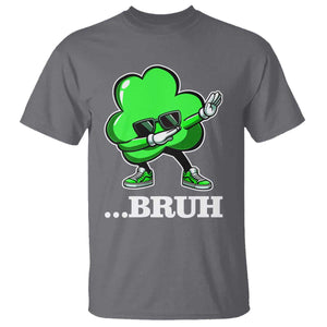 Funny Dabbing Shamrock T Shirt Bruh St. Patrick's Day TS02 Charcoal Print Your Wear
