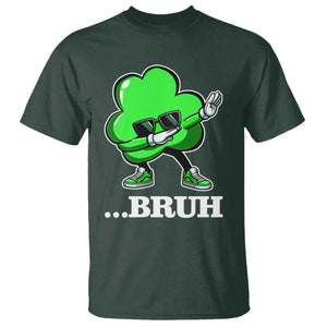 Funny Dabbing Shamrock T Shirt Bruh St. Patrick's Day TS02 Dark Forest Green Print Your Wear