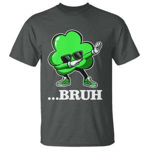 Funny Dabbing Shamrock T Shirt Bruh St. Patrick's Day TS02 Dark Heather Print Your Wear