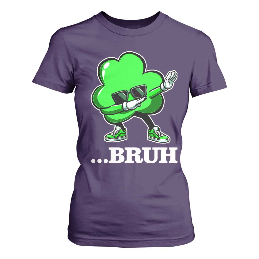 Funny Dabbing Shamrock T Shirt For Women Bruh St. Patrick's Day TS02 Purple Print Your Wear