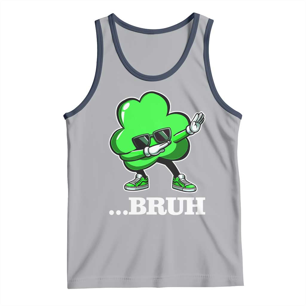 Funny Dabbing Shamrock Tank Top Bruh St. Patrick's Day TS02 Athletic Heather Navy Print Your Wear