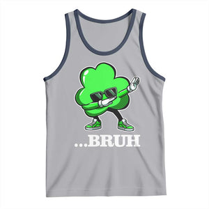 Funny Dabbing Shamrock Tank Top Bruh St. Patrick's Day TS02 Athletic Heather Navy Print Your Wear