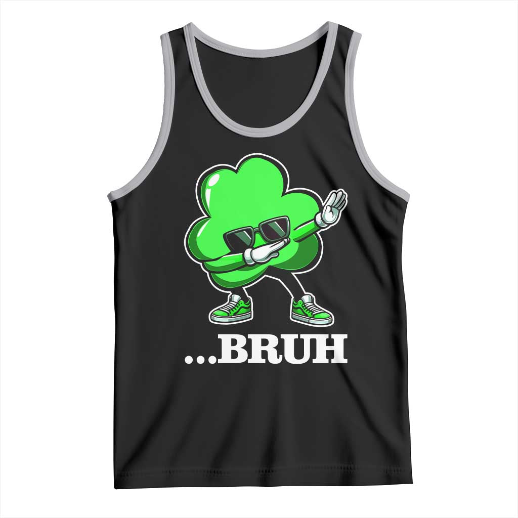 Funny Dabbing Shamrock Tank Top Bruh St. Patrick's Day TS02 Black Athletic Heather Print Your Wear