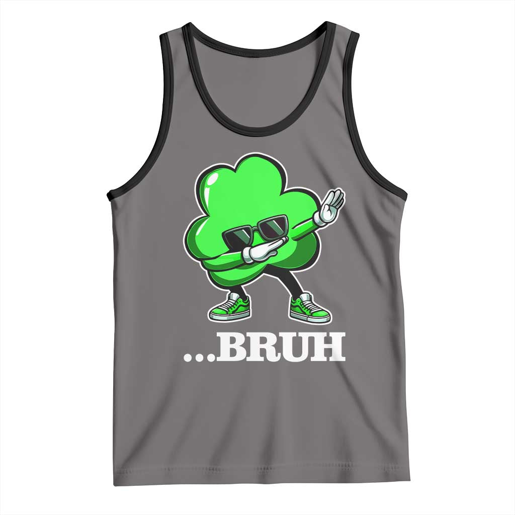 Funny Dabbing Shamrock Tank Top Bruh St. Patrick's Day TS02 Deep Heather Black Print Your Wear