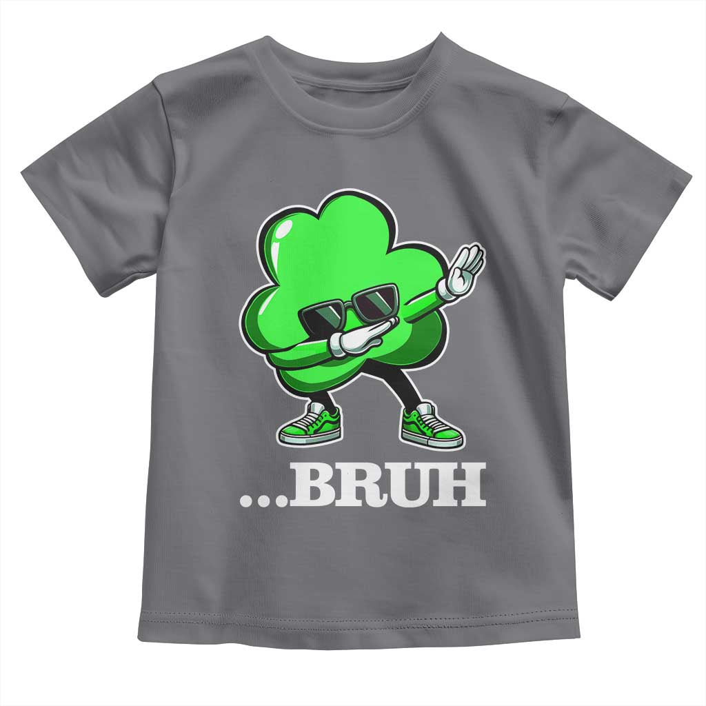 Funny Dabbing Shamrock Toddler T Shirt Bruh St. Patrick's Day TS02 Charcoal Print Your Wear