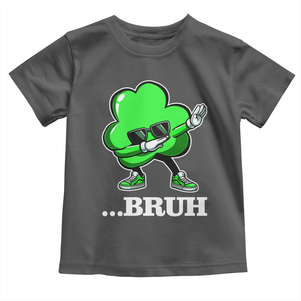 Funny Dabbing Shamrock Toddler T Shirt Bruh St. Patrick's Day TS02 Dark Heather Print Your Wear