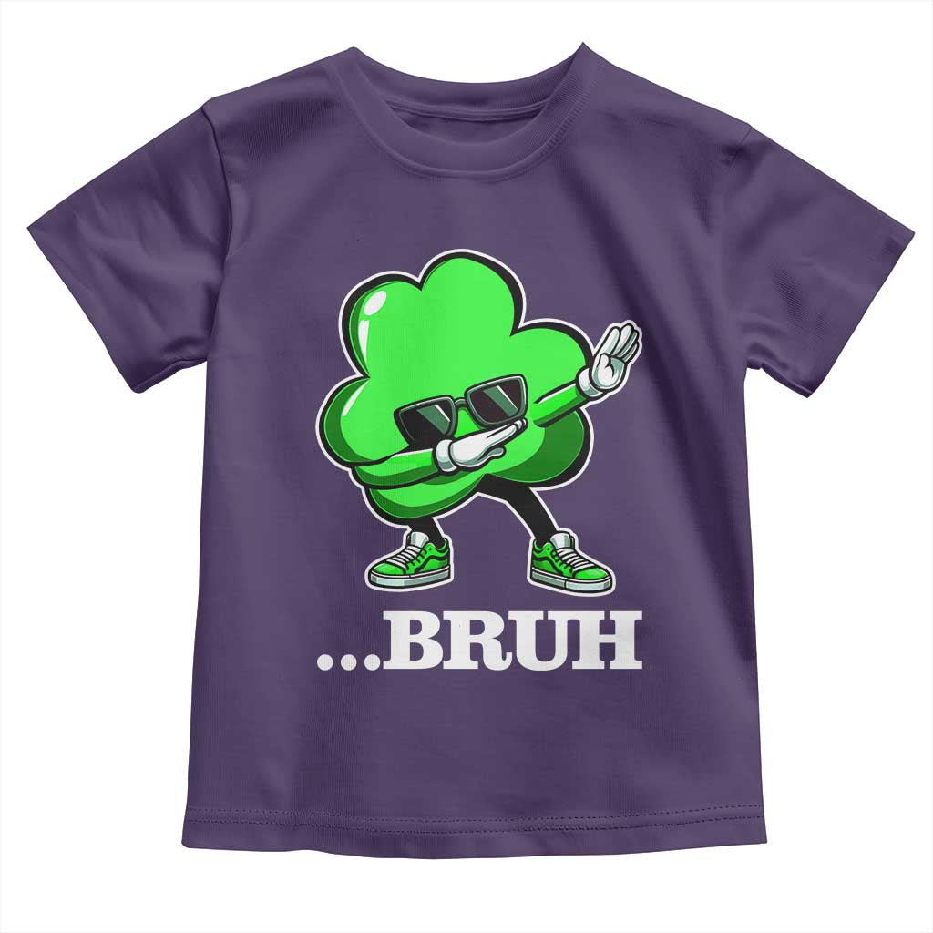 Funny Dabbing Shamrock Toddler T Shirt Bruh St. Patrick's Day TS02 Purple Print Your Wear
