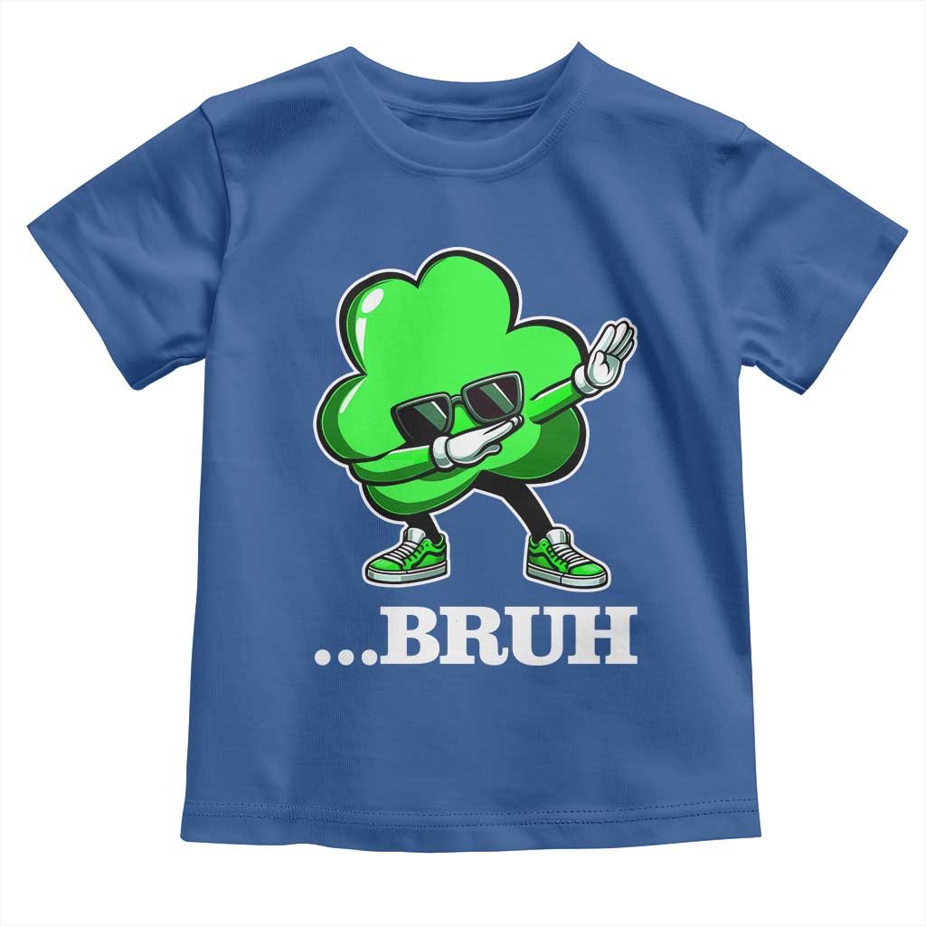 Funny Dabbing Shamrock Toddler T Shirt Bruh St. Patrick's Day TS02 Royal Blue Print Your Wear