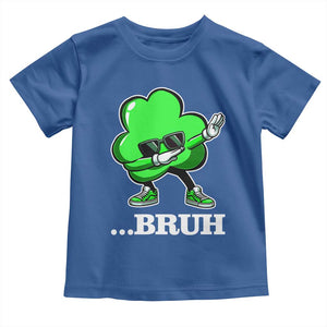 Funny Dabbing Shamrock Toddler T Shirt Bruh St. Patrick's Day TS02 Royal Blue Print Your Wear