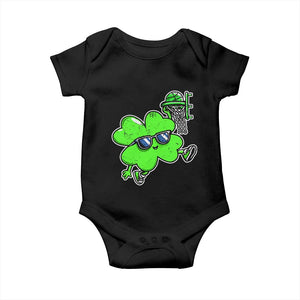 Funny Basketball Shamrock Baby Onesie Dunking Sports Player St. Patrick's Day TS02 Black Print Your Wear