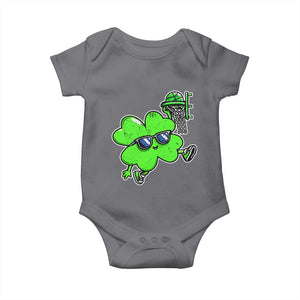 Funny Basketball Shamrock Baby Onesie Dunking Sports Player St. Patrick's Day TS02 Charcoal Print Your Wear