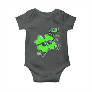 Funny Basketball Shamrock Baby Onesie Dunking Sports Player St. Patrick's Day TS02 Dark Heather Print Your Wear