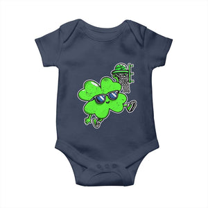 Funny Basketball Shamrock Baby Onesie Dunking Sports Player St. Patrick's Day TS02 Navy Print Your Wear
