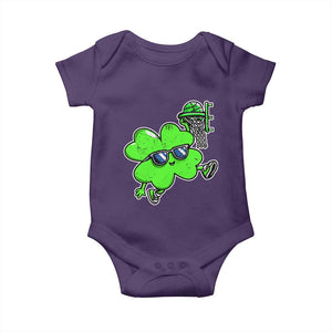 Funny Basketball Shamrock Baby Onesie Dunking Sports Player St. Patrick's Day TS02 Purple Print Your Wear