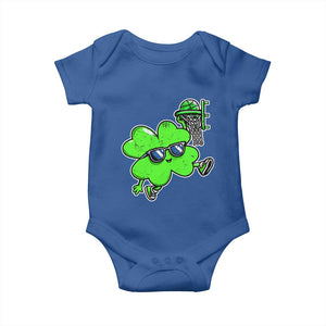 Funny Basketball Shamrock Baby Onesie Dunking Sports Player St. Patrick's Day TS02 Royal Blue Print Your Wear