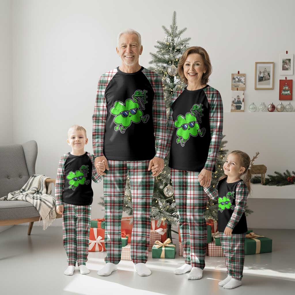 Funny Basketball Shamrock Plaid Pajama Set Dunking Sports Player St. Patrick's Day TS02 Christmas Plaid Print Your Wear