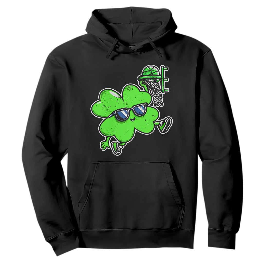 Funny Basketball Shamrock Hoodie Dunking Sports Player St. Patrick's Day TS02 Black Print Your Wear