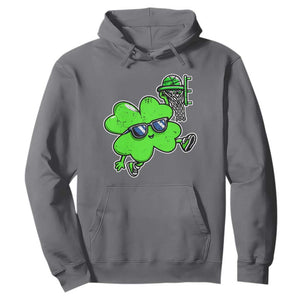 Funny Basketball Shamrock Hoodie Dunking Sports Player St. Patrick's Day TS02 Charcoal Print Your Wear