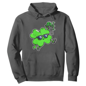 Funny Basketball Shamrock Hoodie Dunking Sports Player St. Patrick's Day TS02 Dark Heather Print Your Wear