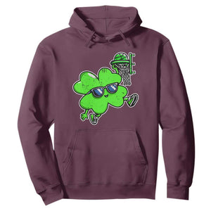 Funny Basketball Shamrock Hoodie Dunking Sports Player St. Patrick's Day TS02 Maroon Print Your Wear