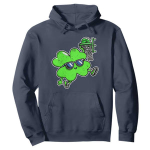Funny Basketball Shamrock Hoodie Dunking Sports Player St. Patrick's Day TS02 Navy Print Your Wear