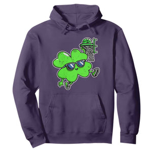 Funny Basketball Shamrock Hoodie Dunking Sports Player St. Patrick's Day TS02 Purple Print Your Wear