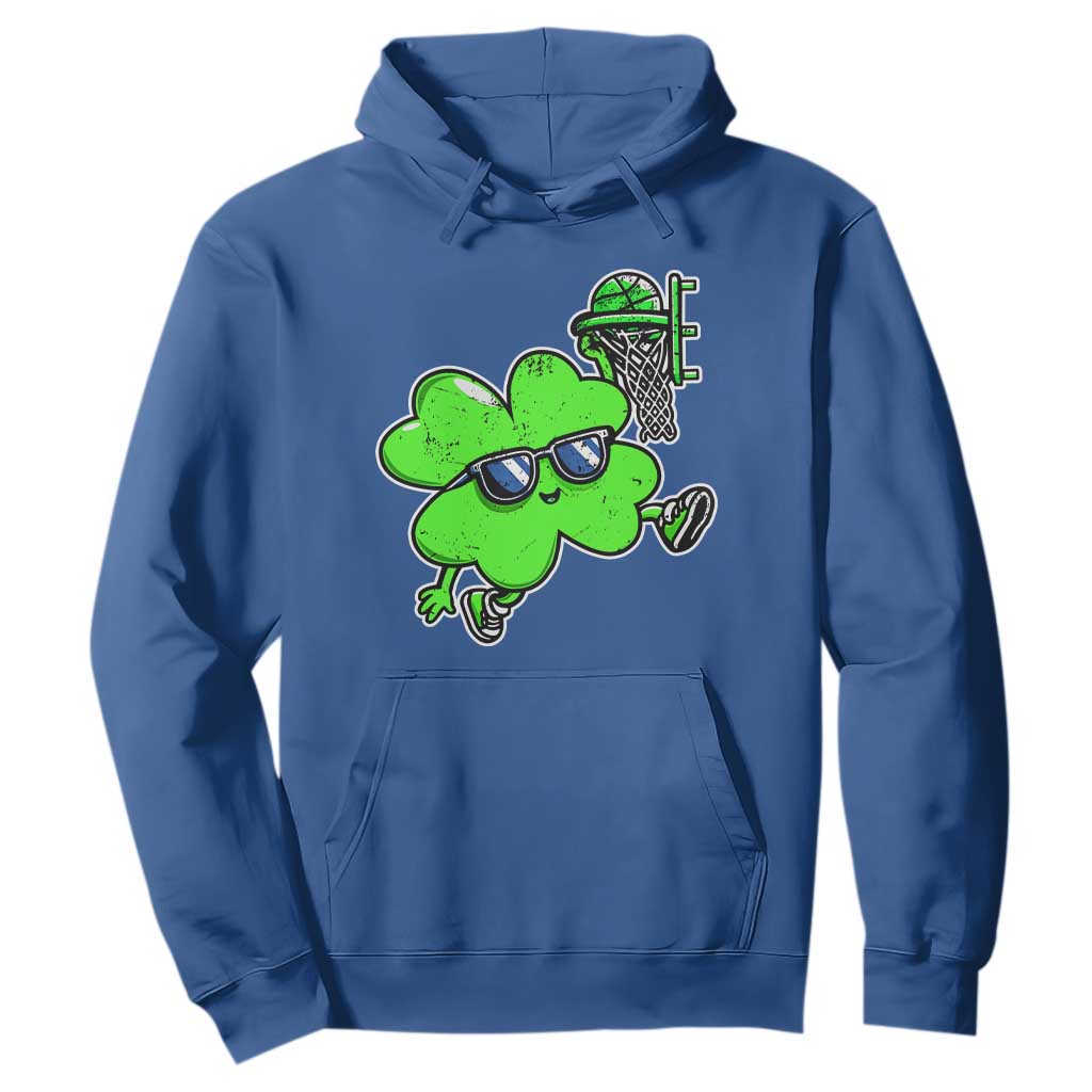 Funny Basketball Shamrock Hoodie Dunking Sports Player St. Patrick's Day TS02 Royal Blue Print Your Wear
