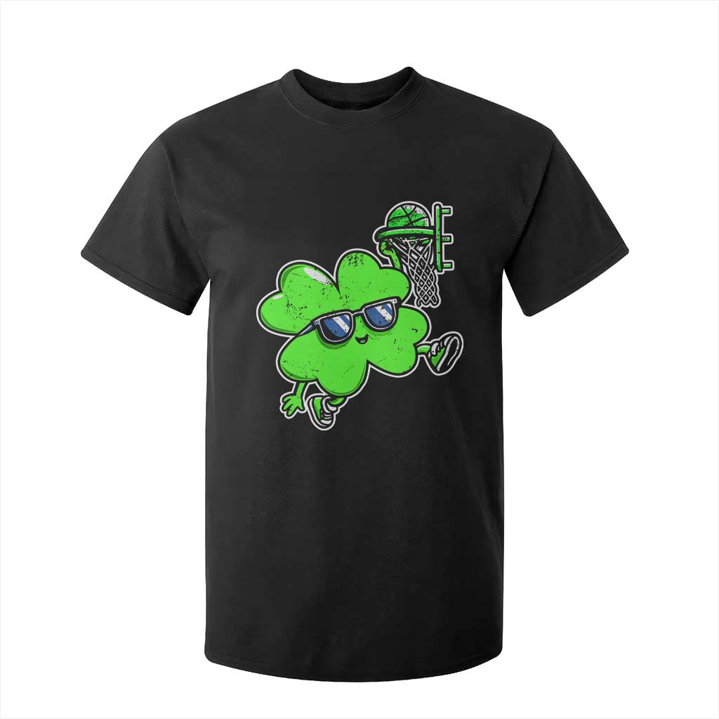Funny Basketball Shamrock T Shirt For Kid Dunking Sports Player St. Patrick's Day TS02 Black Print Your Wear