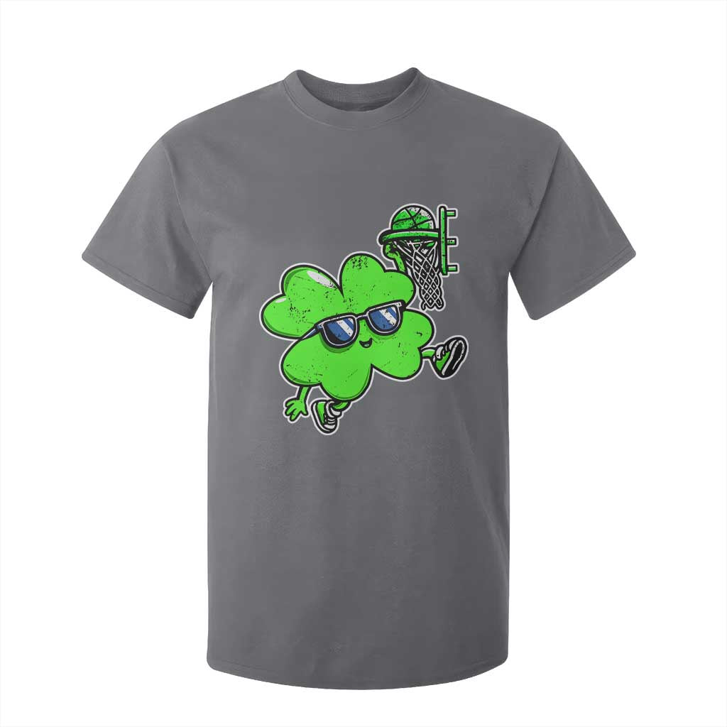 Funny Basketball Shamrock T Shirt For Kid Dunking Sports Player St. Patrick's Day TS02 Charcoal Print Your Wear