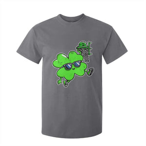 Funny Basketball Shamrock T Shirt For Kid Dunking Sports Player St. Patrick's Day TS02 Charcoal Print Your Wear