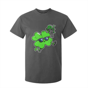 Funny Basketball Shamrock T Shirt For Kid Dunking Sports Player St. Patrick's Day TS02 Dark Heather Print Your Wear