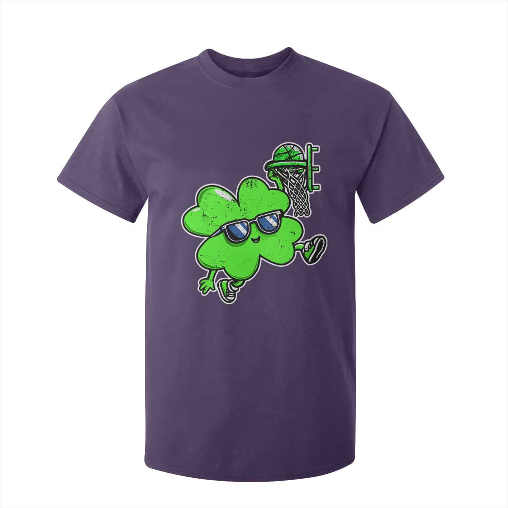 Funny Basketball Shamrock T Shirt For Kid Dunking Sports Player St. Patrick's Day TS02 Purple Print Your Wear
