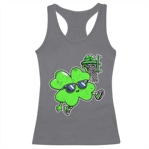 Funny Basketball Shamrock Racerback Tank Top Dunking Sports Player St. Patrick's Day TS02 Charcoal Print Your Wear