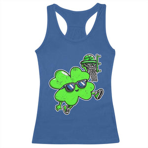 Funny Basketball Shamrock Racerback Tank Top Dunking Sports Player St. Patrick's Day TS02 Royal Blue Print Your Wear