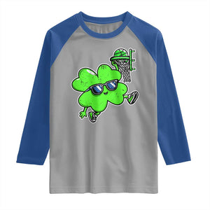Funny Basketball Shamrock Raglan Shirt Dunking Sports Player St. Patrick's Day TS02 Sport Gray Royal Print Your Wear
