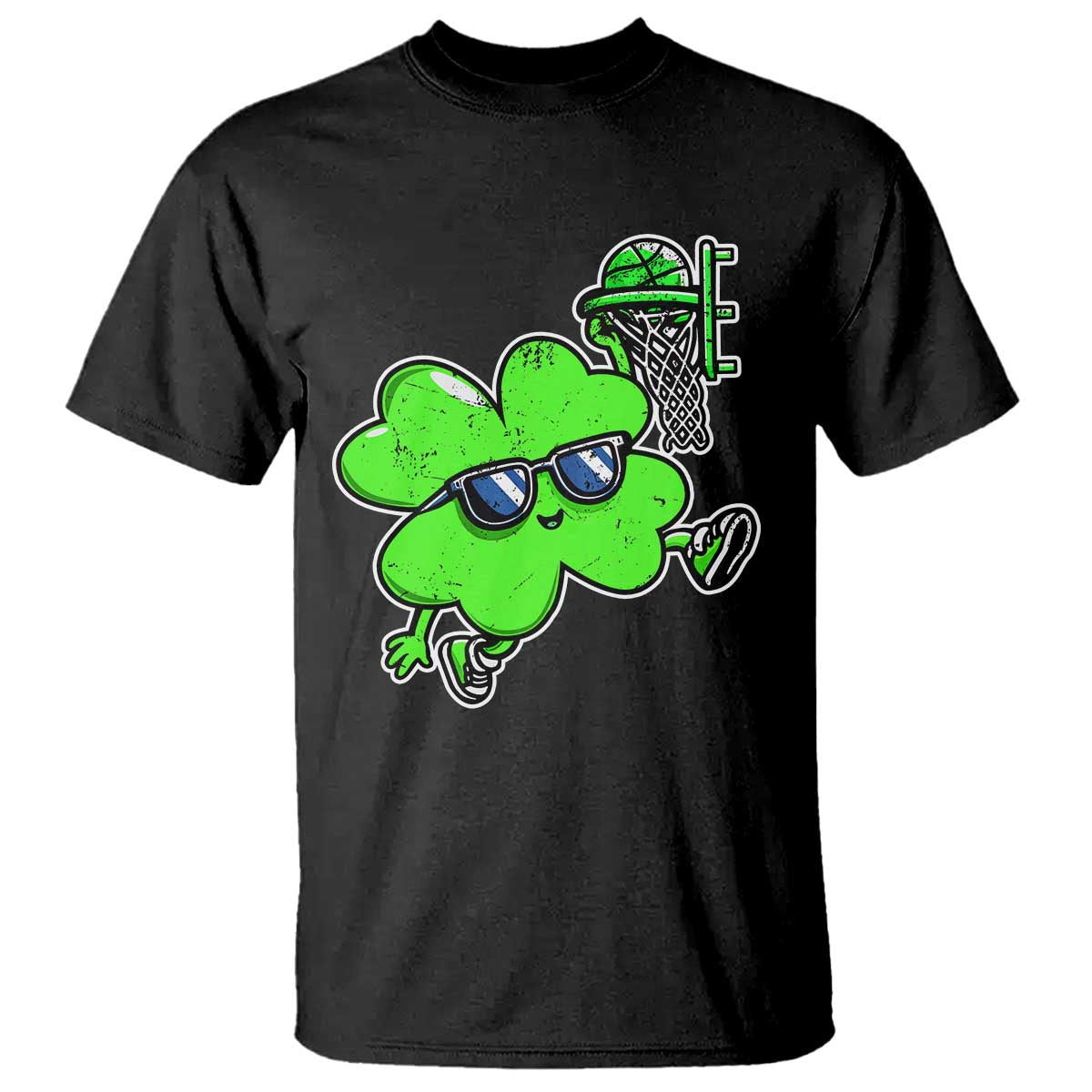 Funny Basketball Shamrock T Shirt Dunking Sports Player St. Patrick's Day TS02 Black Print Your Wear