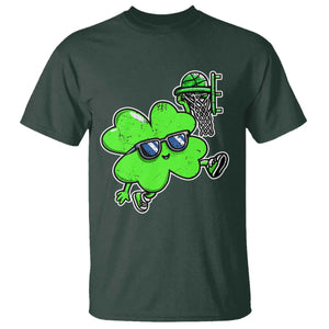 Funny Basketball Shamrock T Shirt Dunking Sports Player St. Patrick's Day TS02 Dark Forest Green Print Your Wear