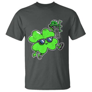 Funny Basketball Shamrock T Shirt Dunking Sports Player St. Patrick's Day TS02 Dark Heather Print Your Wear