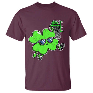 Funny Basketball Shamrock T Shirt Dunking Sports Player St. Patrick's Day TS02 Maroon Print Your Wear