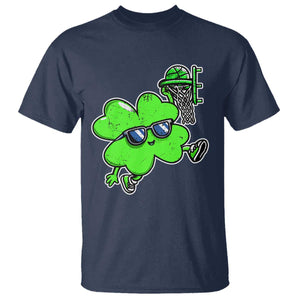 Funny Basketball Shamrock T Shirt Dunking Sports Player St. Patrick's Day TS02 Navy Print Your Wear