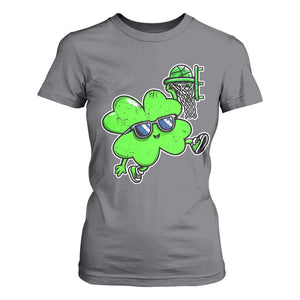 Funny Basketball Shamrock T Shirt For Women Dunking Sports Player St. Patrick's Day TS02 Charcoal Print Your Wear