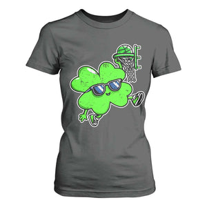 Funny Basketball Shamrock T Shirt For Women Dunking Sports Player St. Patrick's Day TS02 Dark Heather Print Your Wear