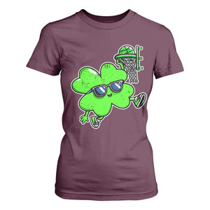 Funny Basketball Shamrock T Shirt For Women Dunking Sports Player St. Patrick's Day TS02 Maroon Print Your Wear