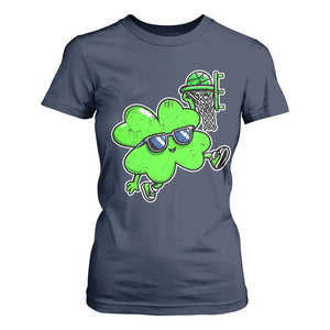 Funny Basketball Shamrock T Shirt For Women Dunking Sports Player St. Patrick's Day TS02 Navy Print Your Wear