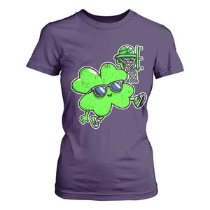Funny Basketball Shamrock T Shirt For Women Dunking Sports Player St. Patrick's Day TS02 Purple Print Your Wear