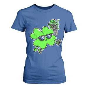 Funny Basketball Shamrock T Shirt For Women Dunking Sports Player St. Patrick's Day TS02 Royal Blue Print Your Wear