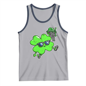 Funny Basketball Shamrock Tank Top Dunking Sports Player St. Patrick's Day TS02 Athletic Heather Navy Print Your Wear
