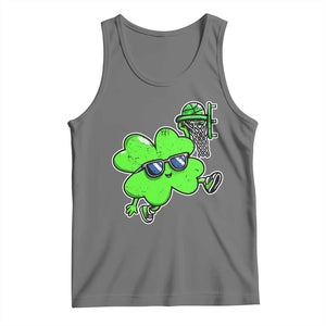 Funny Basketball Shamrock Tank Top Dunking Sports Player St. Patrick's Day TS02 Black Heather Print Your Wear
